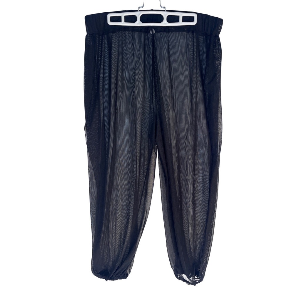 Black Sheer Mesh Harem Pants Womens XL Jogger Beach Cover Up